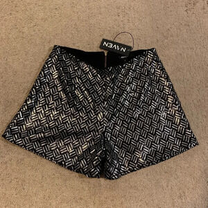 Naven Sparkle Sequin Black and Silver Dressy Shorts